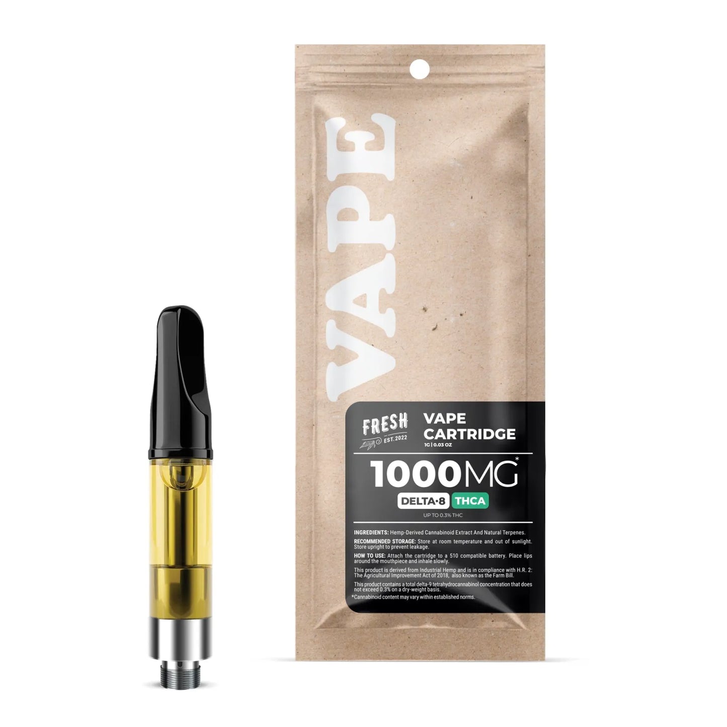 900mg FRESH THCa + D8 Vape Carts