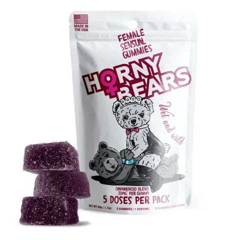 Horny Bears Sensual Gummies 20mg - D9 THCV THCP CBD | Box of 12 Pouches