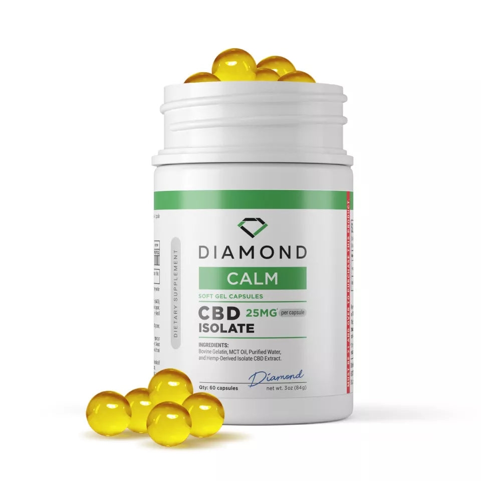 Diamond CBD Isolate Capsules 25mg 60ct - Wholesale Pure CBD Pills 1500mg