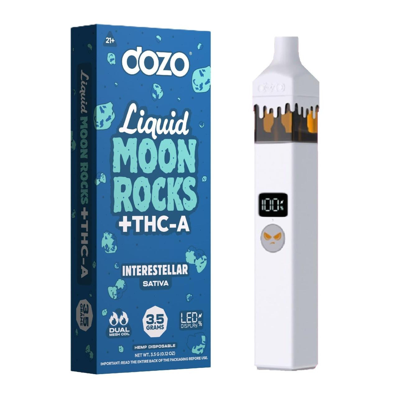 Dozo THC-A Liquid Moon Rock Disposable 3.5G | THCA Vape Pen | 6 Strains