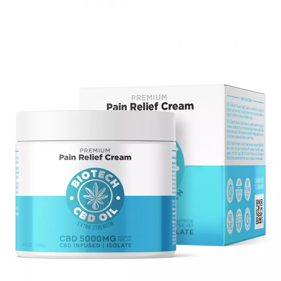 Biotech CBD Pain Relief Cream 4oz 1000mg - Wholesale Menthol Muscle Joint Topical