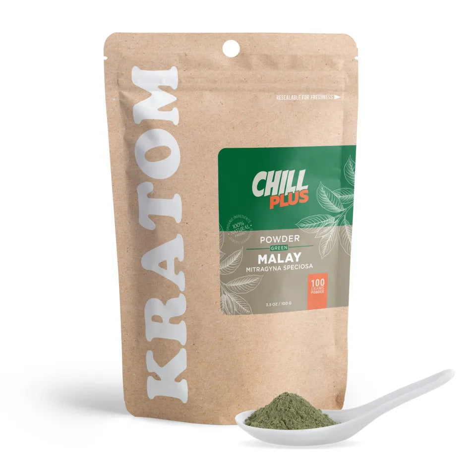 Chill Plus Green Malay Kratom Powder 100g Wholesale - Premium Alkaloid Strain