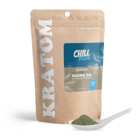 Chill Plus White Maeng Da Kratom Powder 100g Wholesale - Premium Alkaloid Strain