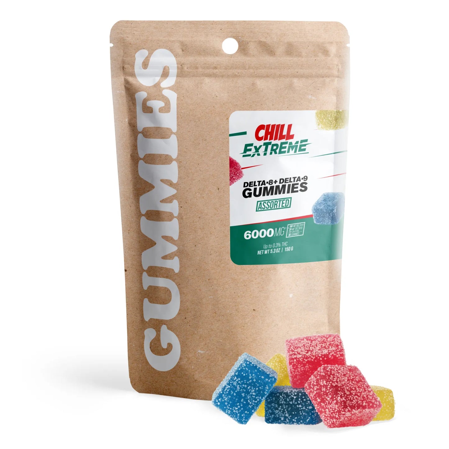 Chill Extreme 6000mg D8,D9 Blend Gummies - Mixed Fruits