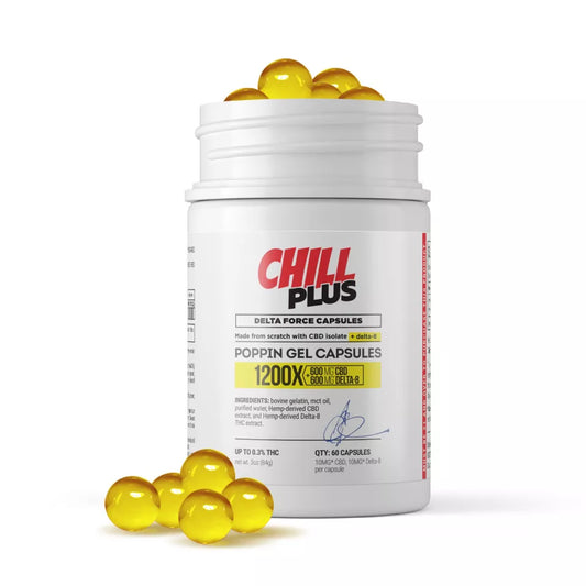 Chill Plus CBD Delta 8 Capsules 1200mg 60ct - Wholesale Hemp-Derived D8 Pills
