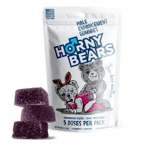 Horny Bears Sensual Gummies 20mg - D9 THCV THCP CBD | Box of 12 Pouches