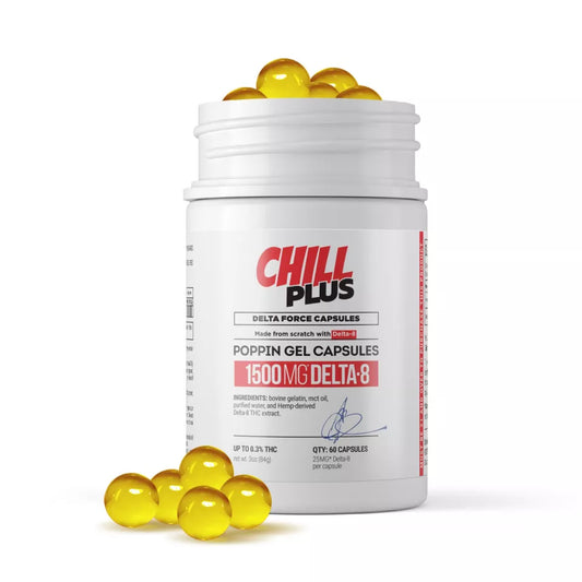Chill Plus Delta 8 Capsules 25mg 60ct 1500mg - Wholesale D8 THC Pills