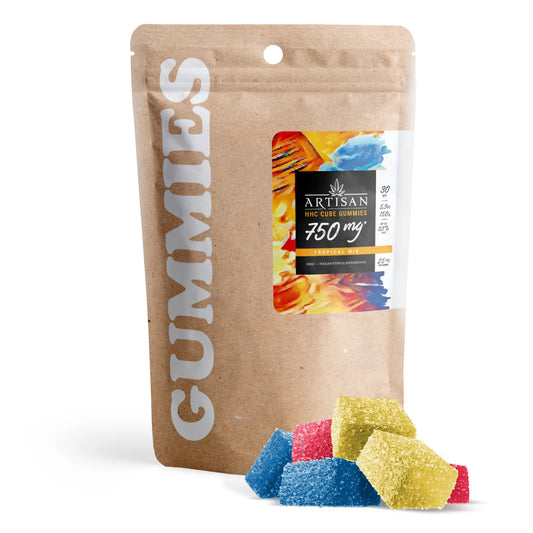 Artisan 750mg HHC Cube Gummies - Tropical Mix | 30 Count Hand-Crafted Edibles