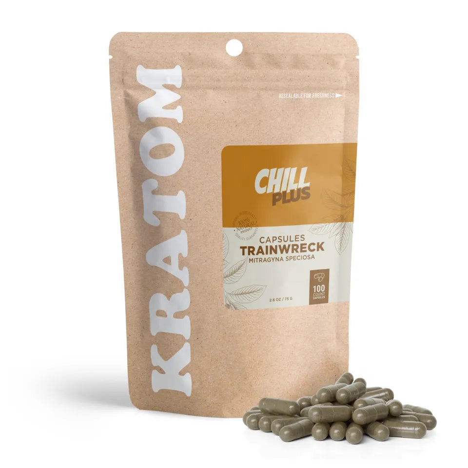 Chill Plus Trainwreck Kratom Capsules 500mg 100ct Wholesale - Multi-Strain Alkaloid Pills