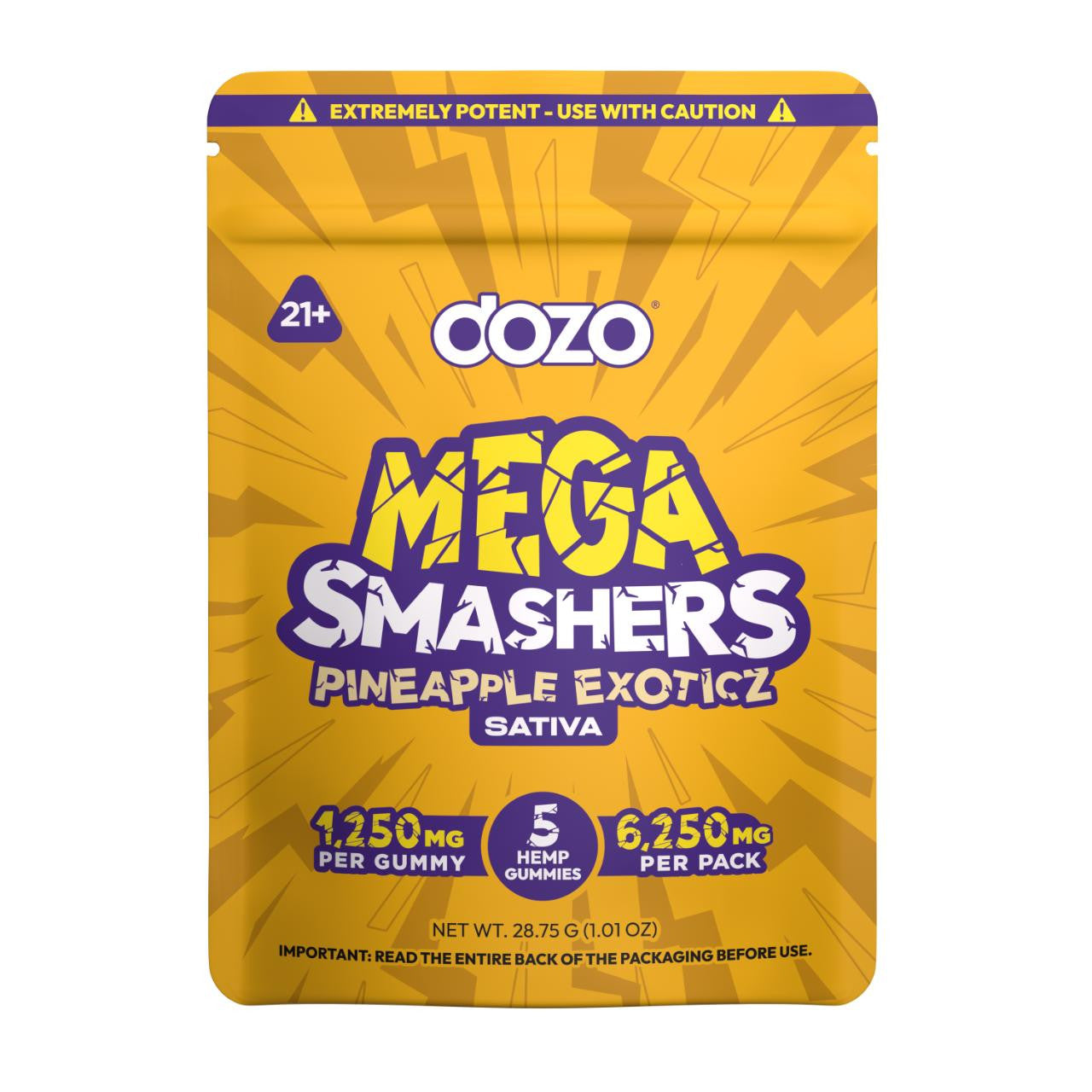 DOZO Mega Smashers 6250MG Gummies - Delta 8 HHC THCP D9 CBD | 5 Count Ultra High Potency