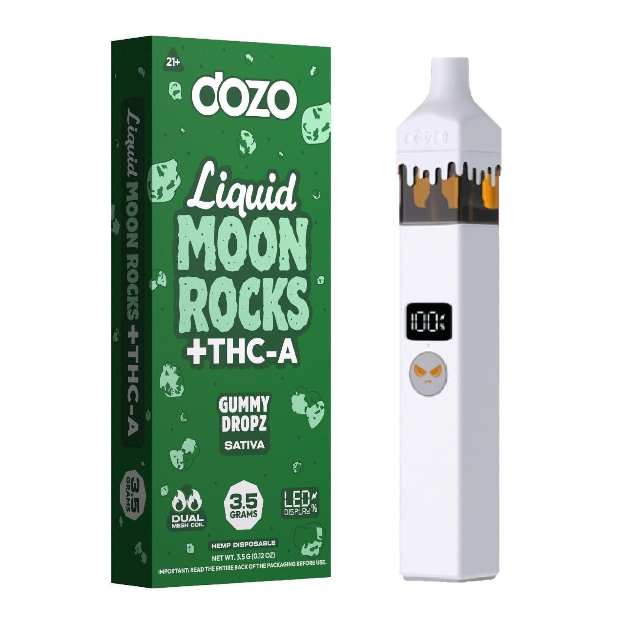 Dozo THC-A Liquid Moon Rock Disposable 3.5G | THCA Vape Pen | 6 Strains