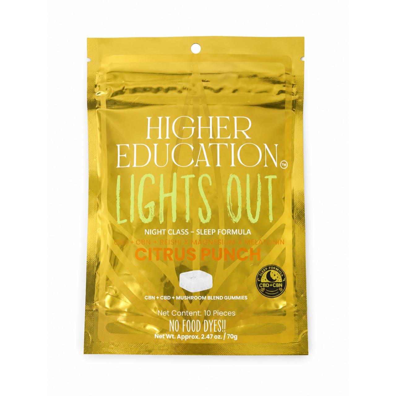 Higher Education Lights Out CBD/CBN/Melatonin/Mushroom Blend Gummies