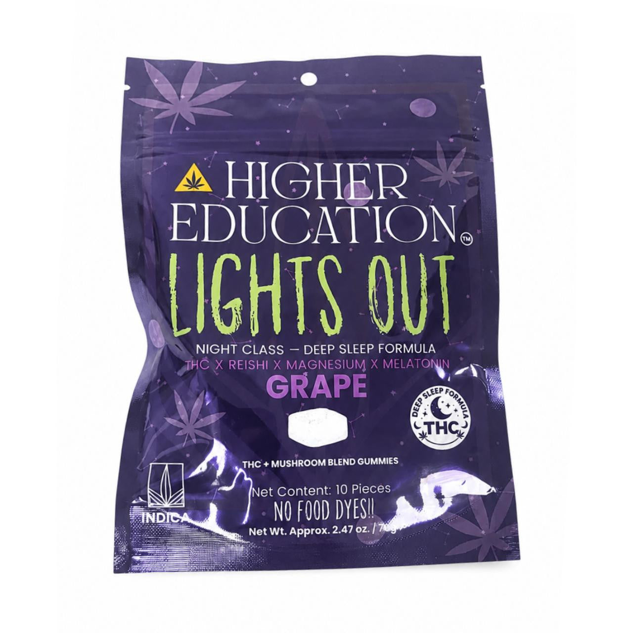 Higher Education Lights Out THC/Melatonin/Mushroom Blend Gummies