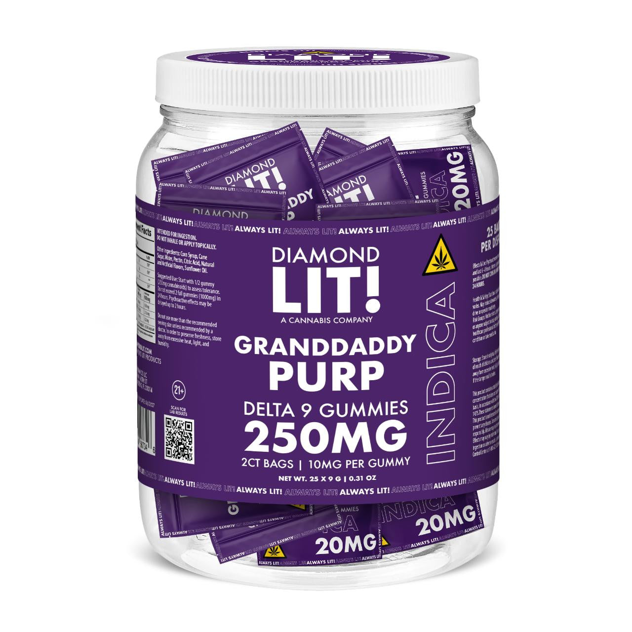 LIT THC D9 Gummies Jar 2PK-25CT