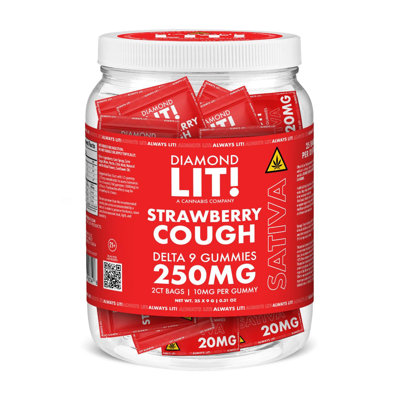 LIT THC D9 Gummies Jar 2PK-25CT