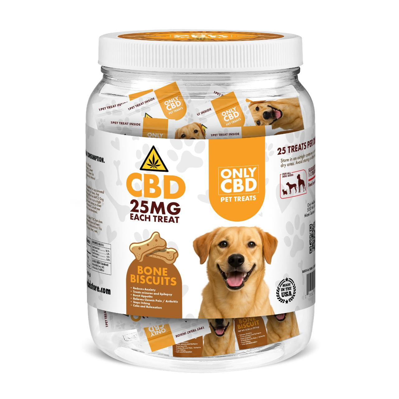 Only CBD Pet Treats - 25 Count Jar | Premium CBD for Dogs & Cats
