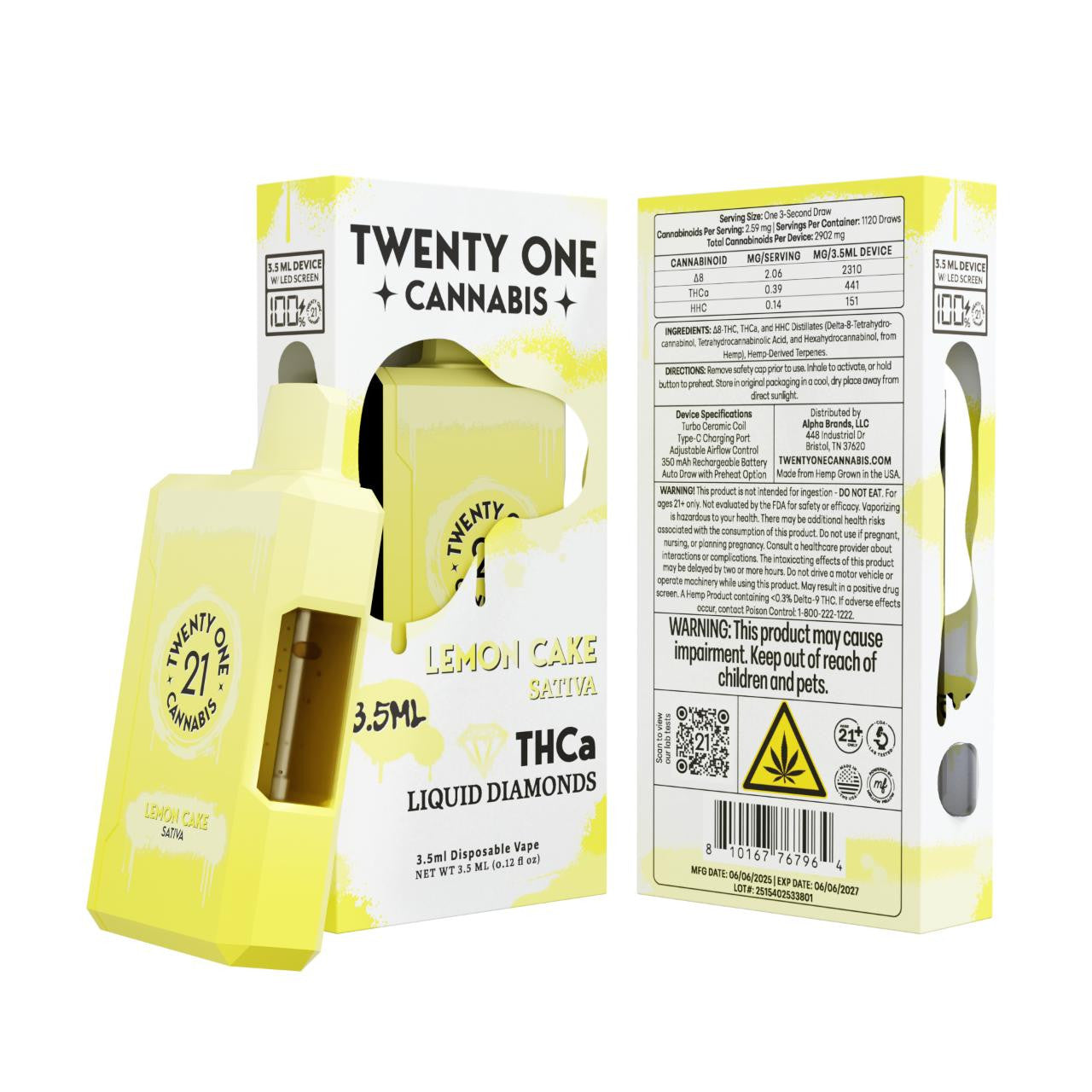 Twenty One THCA Liquid Diamonds Disposable Vape 3.5ML - Premium Cannabis