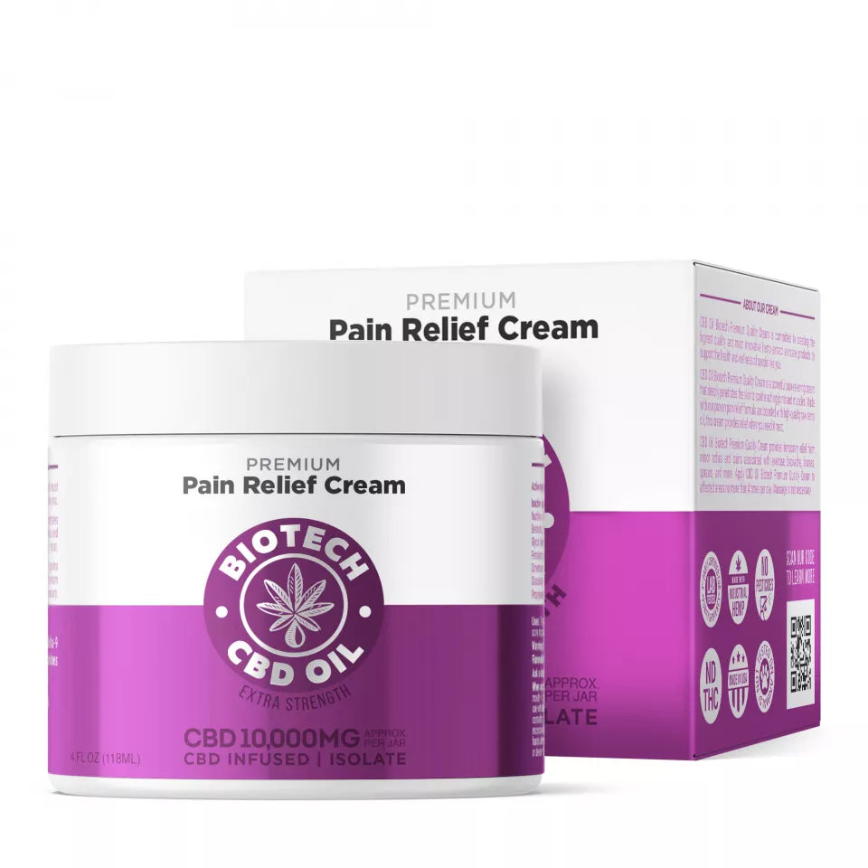 Biotech CBD Pain Relief Cream 4oz 1000mg - Wholesale Menthol Muscle Joint Topical