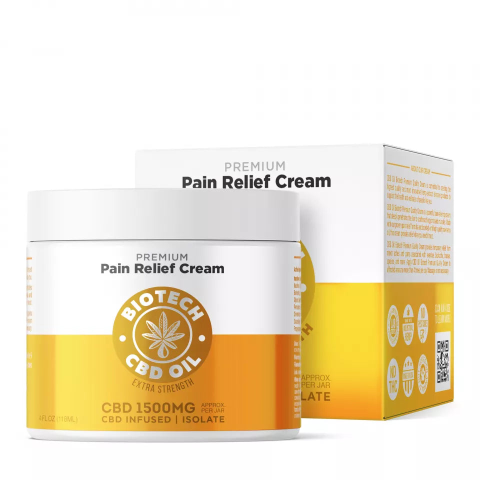 Biotech CBD Pain Relief Cream 4oz 1000mg - Wholesale Menthol Muscle Joint Topical