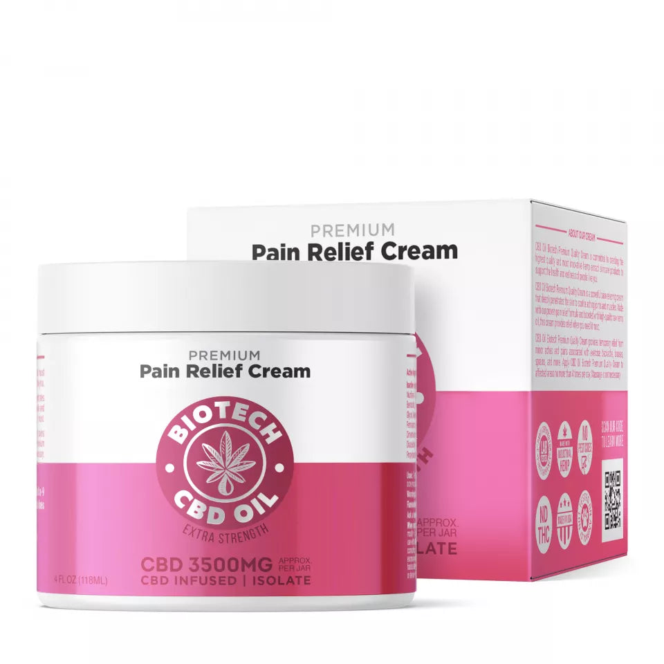 Biotech CBD Pain Relief Cream 4oz 1000mg - Wholesale Menthol Muscle Joint Topical