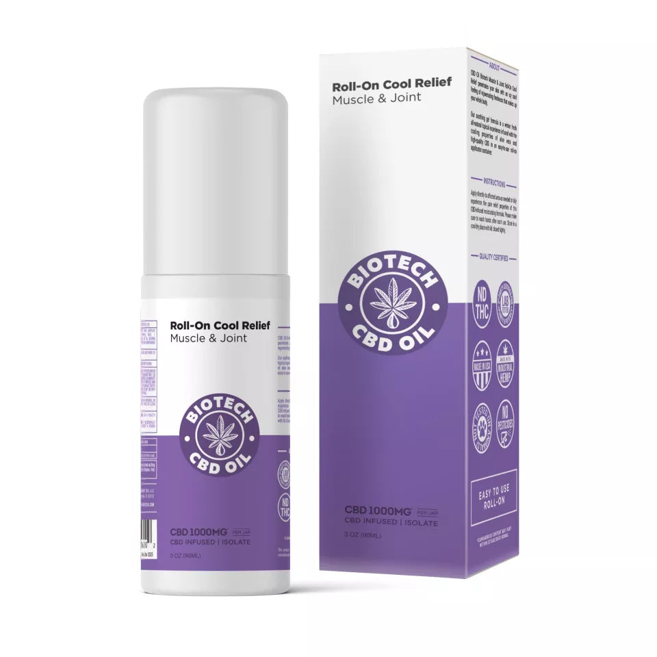 Biotech CBD Roll-On 1000mg Muscle Joint Relief - Wholesale Menthol Topical