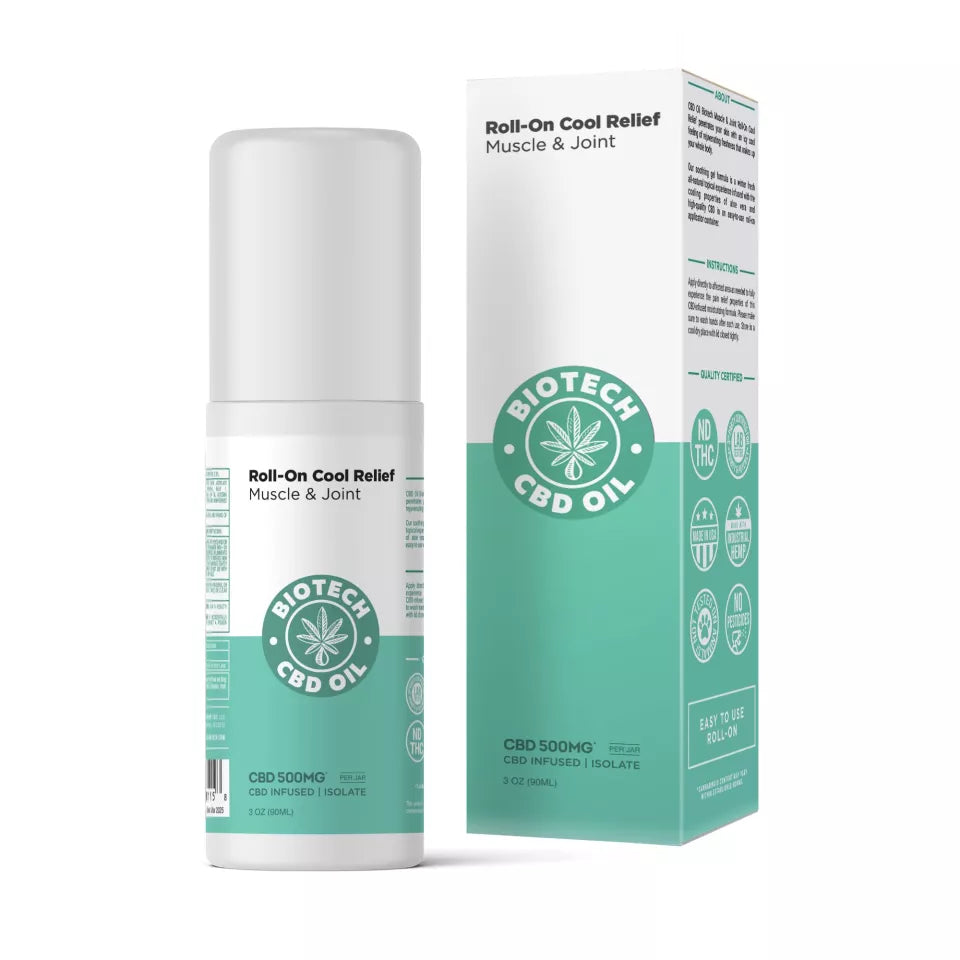 Biotech CBD Roll-On 1000mg Muscle Joint Relief - Wholesale Menthol Topical