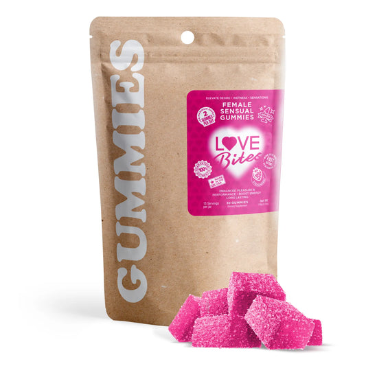 Love Bites Female Sensual Gummies - Strawberry Libido Enhancement | 30 Count